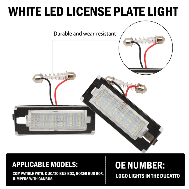 Anlseiod Number Plate Light for Ducato Bus 2006-2019 Box 2006-2019