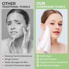 Toallas Desmaquillantes Facial Desechables Comprimidas Grandes, Mini Paños Biodegradables para Toallitas Quitar Maquillaje Kit de Viaje para Travel Essentials,Belleza Salón(50 Unidad Verde)