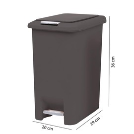 NAMARO DESIGN-Basurero Rectangular con Doble Mecanismo 10 Litros, con sujetadores de bolsa y apertura por medio de pedal o por medio del botón superior, en color Gris