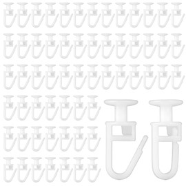 JJUNW 100 Pcs Curtain Track Hooks, Curtain Hooks, Curtain Gliders with 10 mm Head for Curtain Rails, Curtain Rail Ceiling Gliders Set Lockable Folding Hanging Hooks for Room and Dividers