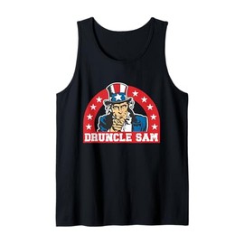 Druncle Sam Funny Uncle Sam USA American 4th of July Hat Tank Top