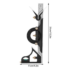 Stainless Steel Angle Ruler, Square Set Combination Square 0 180° Combination Square 0.01 Protractor Measure Tool
