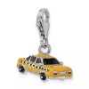 Unbranded Sterling Silver Enameled Taxi Cab w/ Lobster Clasp Charm