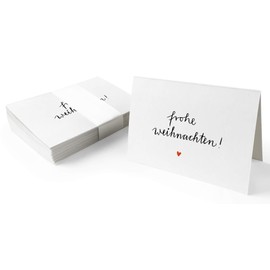 25 Gift Tags Merry Christmas! White Original Mini Christmas Cards for Christmas Gifts Labelling Elegant Exclusive Individual A7 Recycled Paper Folding Cards