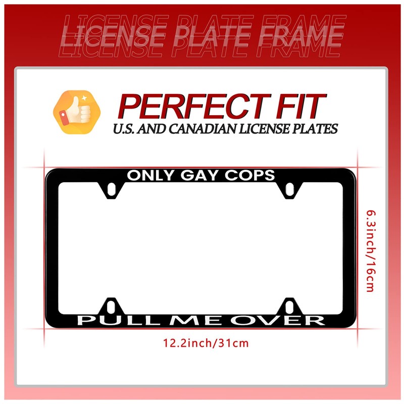 1 Pack Funny License Plate Frame Only Gay Cops Pull