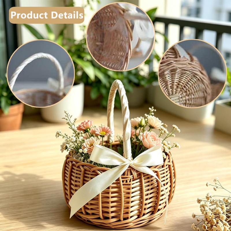 Flower Girl Baskets Wicker Basket Rustic Wicker Picnic Basket with