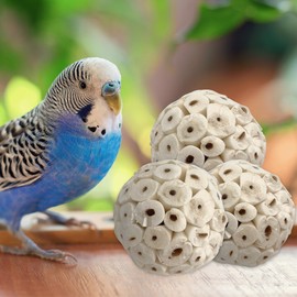 Mandarin Bird Toys by M&M 5100 Small Sola Bird Balls Pk2 - Handmade Natural Sola Wood Balls, Foraging Fun, Lightweight, Effortless to Chew and Shred, Superb Bird Foot Toys for Small to Med Size Birds
