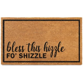 MAINEVENT Bless This Hizzle Fo Shizzle Door Mat 30x17 Inch, Funny Doormat Outside Coir Decor w/Non-Slip PVC Backing