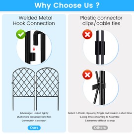 Getlay Decorative Garden Fence 24 Pack,24 Ft (L) X 24 in (H) Black Mesh Rustproof Metal Fence, Animal Barrier Fence for Small Dog, Border Folding Patio Fences,Outdoor Flower Bed Landscape Decor