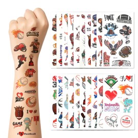 Football Baseball Temporary Tattoos for Kids 20 Sheets 162Pcs Waterproof Football Tattoos Baseball Fake Tattoo Sticker Goody Bag Stuffers for Kids Boys Girls Footballs Baseball Party Decoration Favors