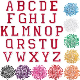 Iron on Letters and Numbers Patches for Clothes DIY Embroidered Patch A-Z, Numbers 0-9 Applique for Clothes Hats Backpacks Jackets Pants DIY Accessories (52pcs-Pink, Pack of Letter)