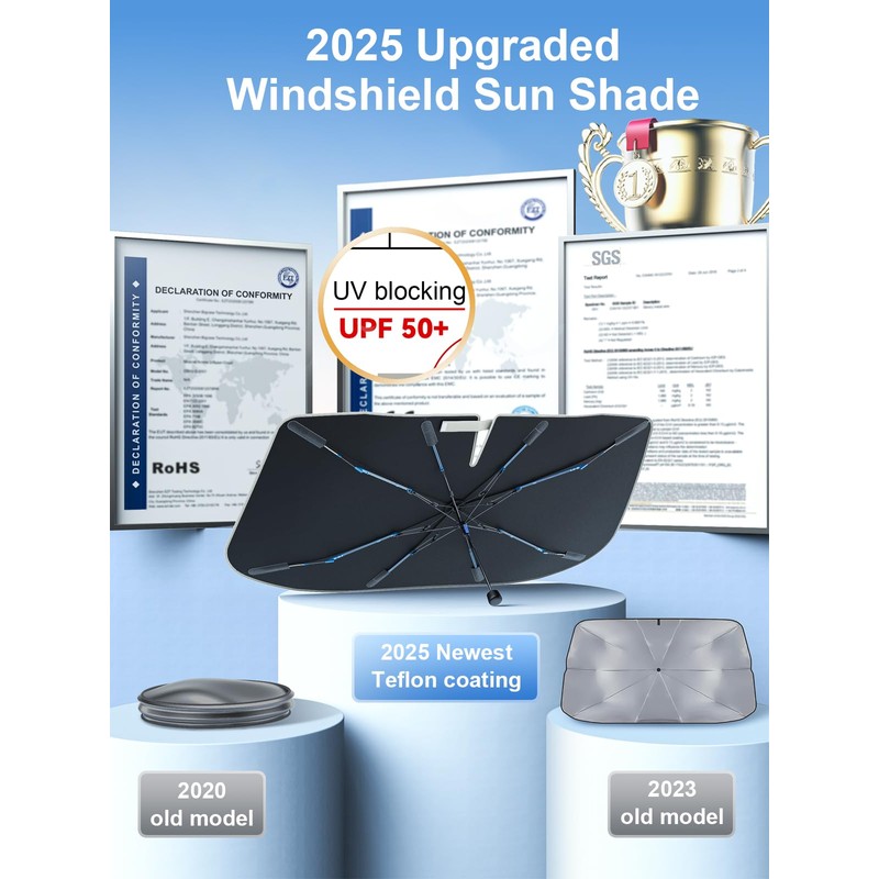 [2025 Upgraded] Nmoiss Windshield Sun Shade Umbrella [Ice Rib] High