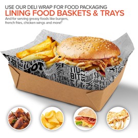 Deli Paper Sheets (5000 Count) 12-Inch Black and White Text Sandwich Wraps, Grease Resistant for Concessions, Carnival, Party, Food Packaging