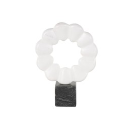 Deco 79 Marble Geometric Decorative Sculpture Floral Inspired Ring Home Decor Statue with Black Block Base, Accent Figurine 9" x 3" x 12", White