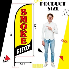 Windkream 2 Set Smoke Shop Feather Flag Pole Kit Smoke Shop Sign Banner Advertising Feather Banner for Outside Outdoor Business Decoration(7 ft)