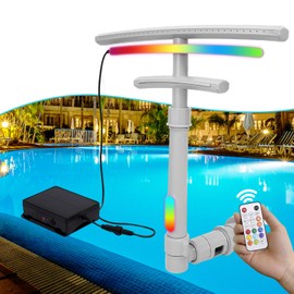 Pool Fountain with Lights for Above and Inground Pools, Dual-Layer Spray Solar Power Pool Waterfall Sprinkler Chiller Aerator, Water Fountain Swimming Pool Accessories with 9-Color Lights and 4 Modes