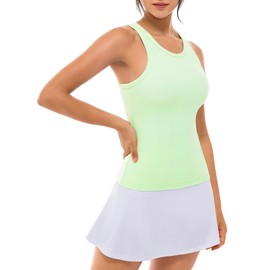 Ukaste Women's Studio Essential Crew-Neck Racerback Yoga Workout Tank Top (Pastel Lime, 4)