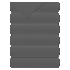 Royale Linens 6 Pack Flat Sheet Set - Top Sheet - Ultra Soft & Breathable - Brushed 1800 Microfiber - Wrinkle & Stain Resistant - Hotel Quality- Flat Sheet Sold Separately (King, Grey)
