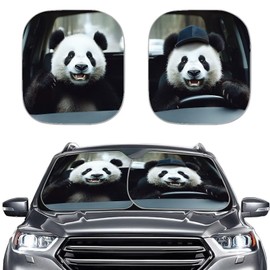 Renewold Car Windshield Sunshade Vehicle Front Window Sun Shade for Most Sedans SUV Truck Panda Animal Driving Auto Sun Blocker Visor Shield Protector Decor 2pcs Set Car Accessories for Women Men