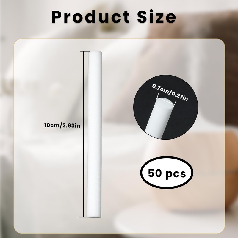50 Pcs Humidifier Stick Filter Refill, Travel Air Diffuser Pure