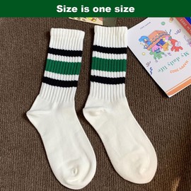 Striped Crew Socks, 4 Pairs Gym Leisure Crop Sock, Cotton Socks Crop Socks for Men Women Teens Sports Running