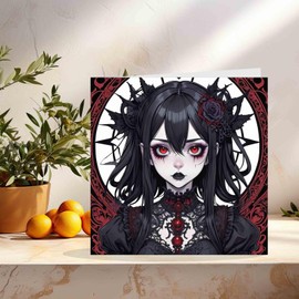 Gothic Birthday Card - Anime Gothic Greeting Card for Girls 145mm x 145mm