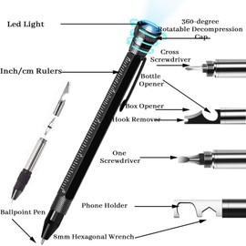 Sunwuun Dad Gifts for Christmas, Gifts for Men, 11 in 1 Multi Tool Ballpoint Pen Mens Gifts, Birthday Gifts for Him, Mens Gifts for Christmas, Gifts for Men Who Have Everything (Black)