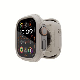 Elkson - Funda protectora de visualización para reloj Ultra 2 1 de 49 mm Quattro Max Series resistente y flexible a prueba de golpes con vidrio templado para iWatch (Starlight, 49 mm)
