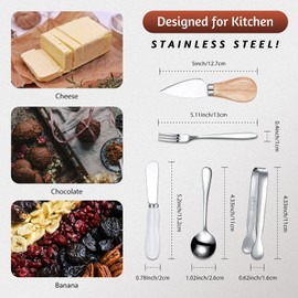 20 Pcs Charcuterie Board Accessories Cheese Butter Knife Set Charcuterie Utensils Butter Spreader Knife with Wooden Handles Mini Serving Tongs Spoon Appetizer Fork for Christmas Party(Chic Style)
