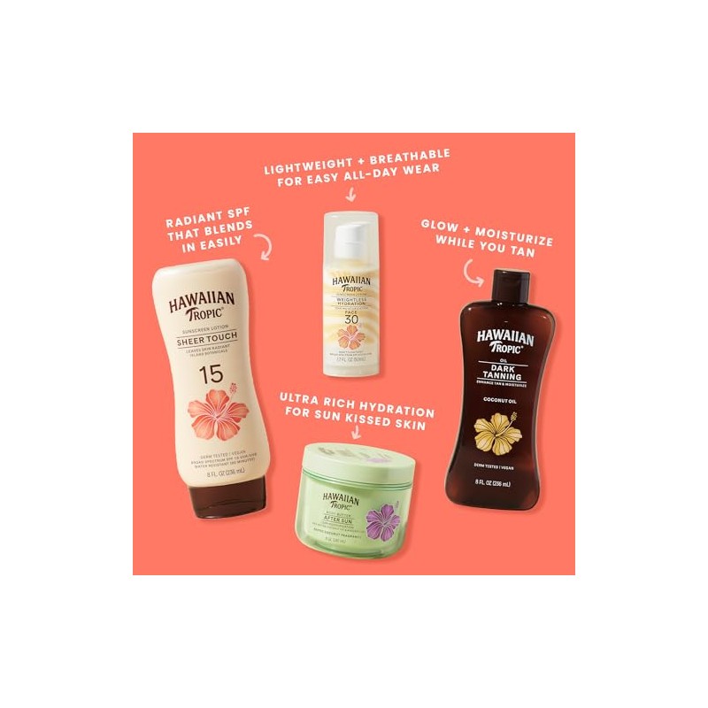 Hawaiian Tropic Sheer Touch Lotion Sunscreen SPF 15, Unisex, 8