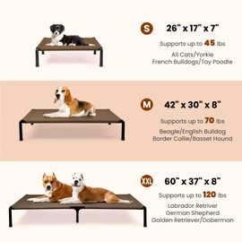 Heeyoo Elevated Dog Bed, Cooling Raised Pet Cot with Chew Proof Mesh Fabric and Steel Frame, Portable Dog Cot Bed with No-Slip Rubber Feet for Outdoor Indoor Use