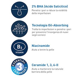CeraVe Gel Limpiador Control Imperfecciones Para Piel con Tendencia al Acné, Día y Noche, con 2% de Ácido Salicílico, Repara la Barrera Protectora de la Piel, 236 ml