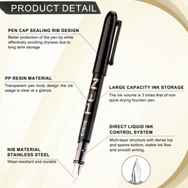 EYEYE Disposable Fountain Pens, 8PCS Fine Point Stainless Steel Nib, Smooth-Writing School, Office Supplies for Sketching, Journaling, Calligraphy, Doodling and Gifts (Clear Barrel, 8PCS Black)