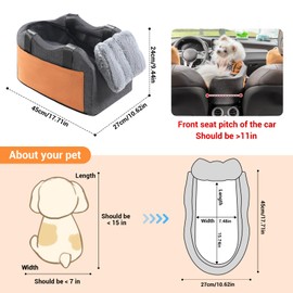 Dog Car Seat for Small Dog Center Console Seat Pet Booster Seat for Car Puppy Car Seat for Small Dogs(Dark Gray with Net Cover)