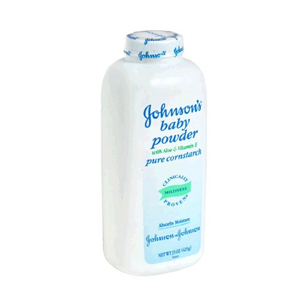 Johnson's Baby Powder, Pure Cornstarch with Aloe & Vitamin E, 15-Ounce Bottles (Pack of 6)