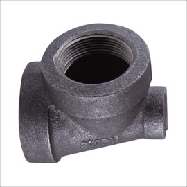 Supply Giant CU333H 1-1/4" x 1/2" x 1-1/4" Cast Iron Threaded Reducing Tee for Industrial Piping or DIY Projects with Black Finish