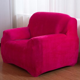 vctops 1-Piece Velvet Plush Stretch Chair Sofa Slipcover Soft Fuzzy Fluffy Armchair Covers Non-Slip Furniture Protector with Elastic Bottom for Kids, Pet (Rose,Chair)