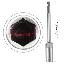 TA-VIGOR 150mm Nut Setter Driver Drill Bit Set, 1/4 inch Hex Shank Quick Change, 13mm Length Metric Nut Driver Set for Woodworking, Machine Maintenance, Auto Repairing, Furnitures, No-Magnetic