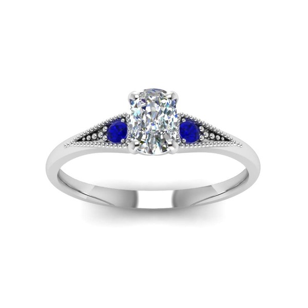 CaratYogi Elige tu piedra preciosa pequeña de tres piedras milgrain