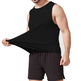 meioro Men's Workout Tank Top Mesh Sleeveless Gym Muscle T Shirts Quick Dry Bodybuilding Shirt Summer Athletic Tank Tops Black