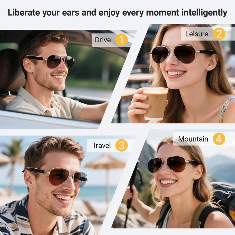 LONGLU Smart Glasses, AI Smart Glasses with Hyper MZT App