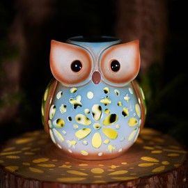 zuzuzen Solar Owl Garden Statue Resin Outdoor Decor Solar Lantern Light for Patio, Lawn, or Yard Decorative Lighting Gift for Women, Teachers, Kids, Birthday Housewarming