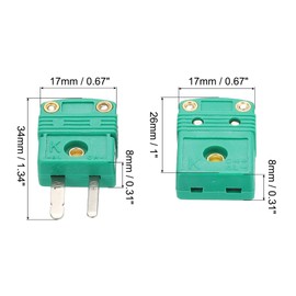 sourcing map K Type Thermocouple Wire Connectors Male Female Plug Adapter High Temperature 220°C(428°F) for Thermocouple Sensor Probe Green 10 Set