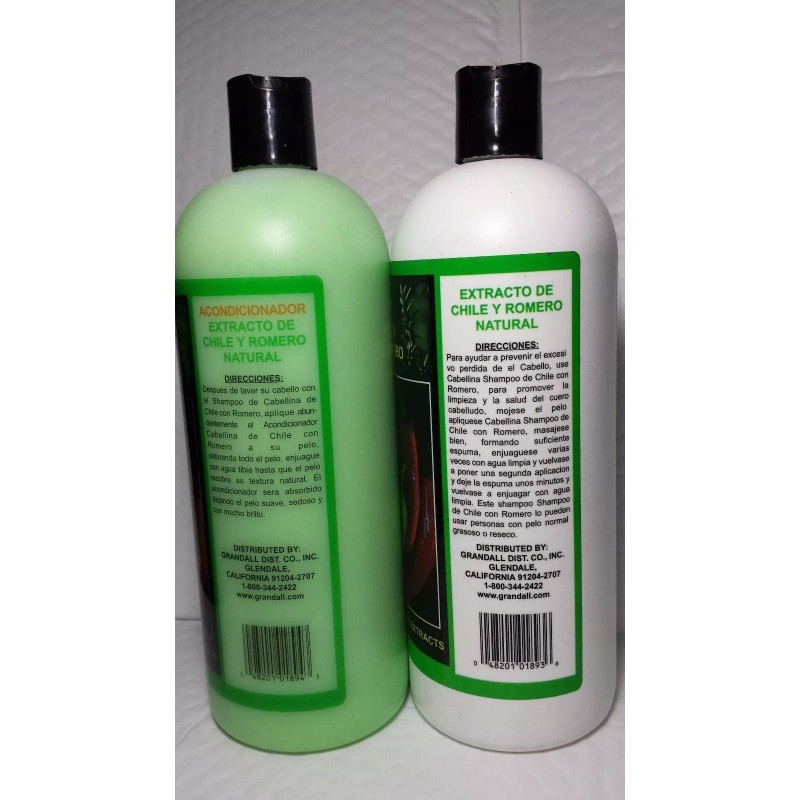 CABELLINA SHAMPOO AND CONDITIONER CHILE ROMERO-PEPPER ROSEMARY 32 FL OZ