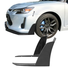 IKON MOTORSPORTS, Front Lip Splitter Winglets Compatible with 2014-2016 Scion TC, 2PCS Front Bumper Chin Winglets PU Poly Urethane Unpainted Black IKON V3 Style, 2015