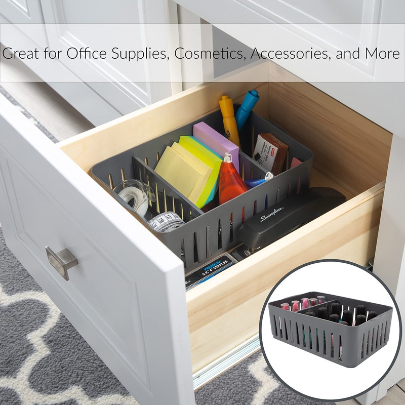 Simplify Cestino impilabile a 3 scomparti con divisori regolabili, organizer
