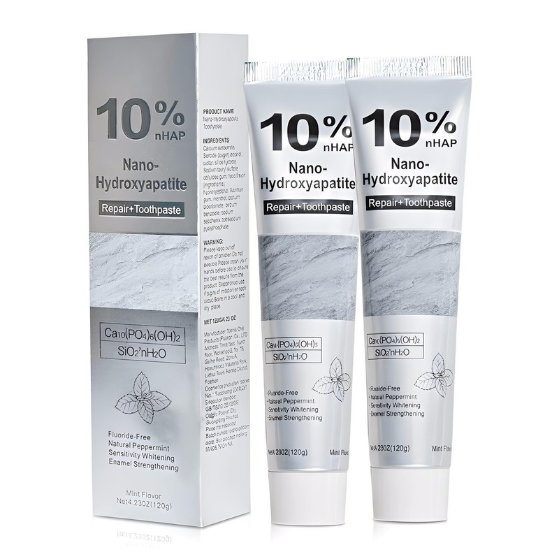 10% Nano Hydroxyapatite Toothpaste for Sensitive Teeth, Fluoride Free Remineralizing