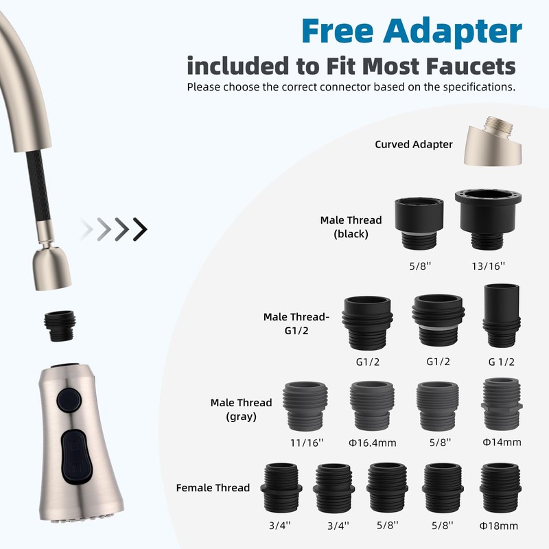 Hibbent Pull Down Kitchen Faucet Head Replacement, 3-Function NSF/ANSI/CAN 61