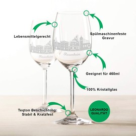 GRAVURZEILE Leonardo Weingläser mit Gravur - Skyline Rosenheim im Set - Hochwertige 360° Lasergravur - schönes Geschenk als Andenken, Souvenir oder für Sammler & Weingenießer zum Geburtstag