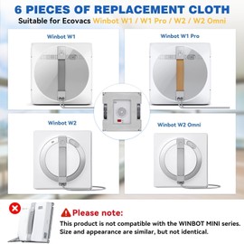 Muyohix 6 Stück für Ecovacs Winbot W1 Pro/W1/W2 Omni/W2 Reinigungstuch Ersatzteile, Waschbare Mikrofaser Wischtücher Reinigungspad für Ecovacs Winbot Fensterputzroboter, Reinigt effektiv Flecken/Staub